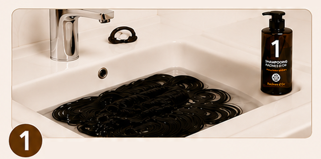 Étape lavage tissage Racines d’Or