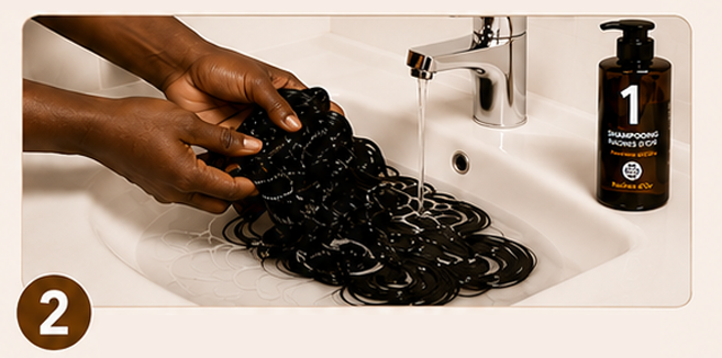 Étape lavage tissage Racines d’Or