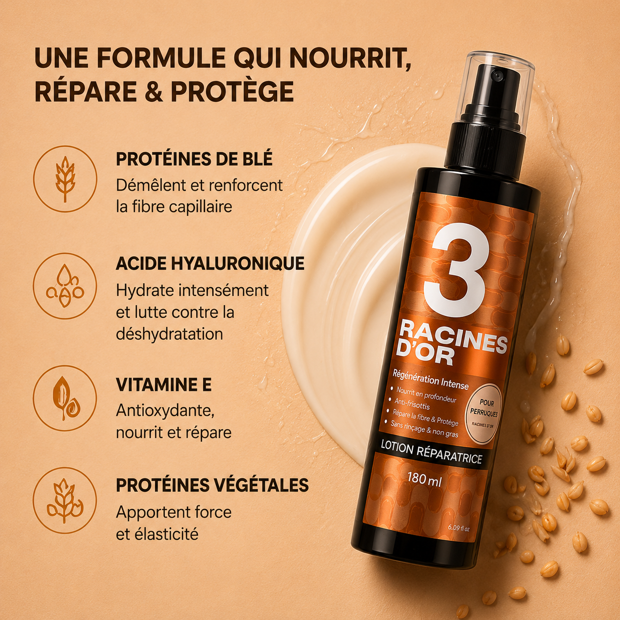 Pflegendes Entwirrungsspray – Anti-Frizz & Antistatisch für Remy-Haarperücken – 180 ml
