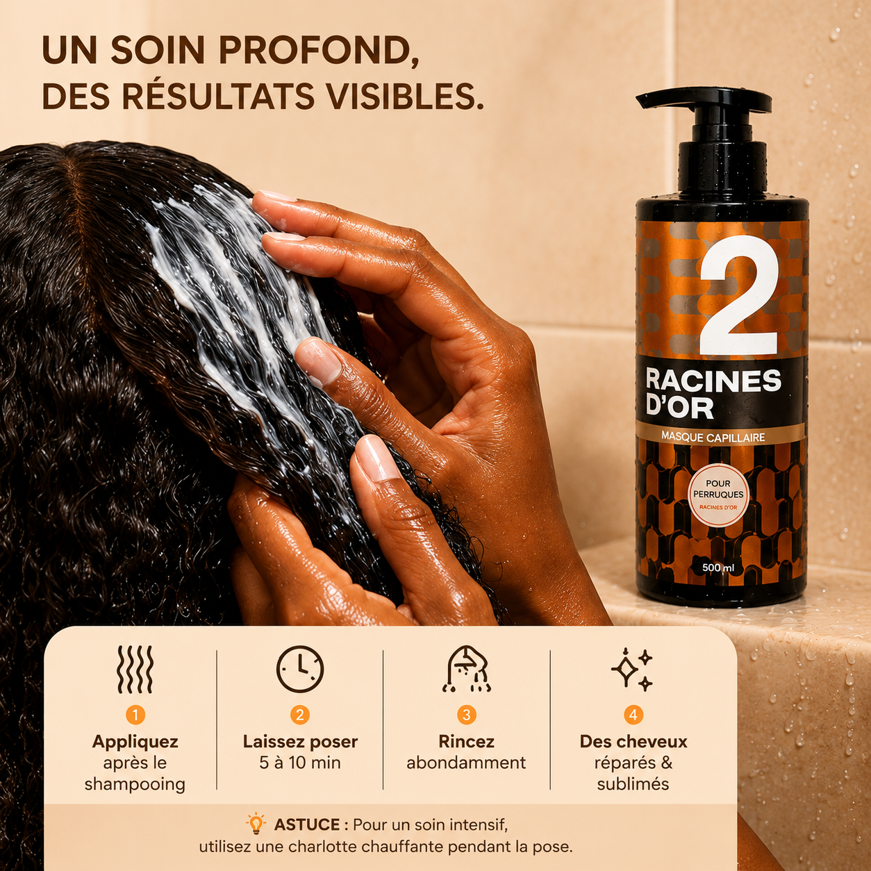 Reparierende Haarmaske – Remy-Haar-Perücken & geschädigtes Haar – 500 ml