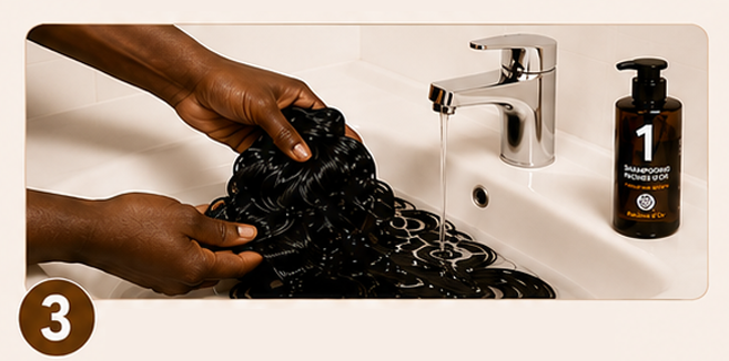 Étape lavage tissage Racines d’Or