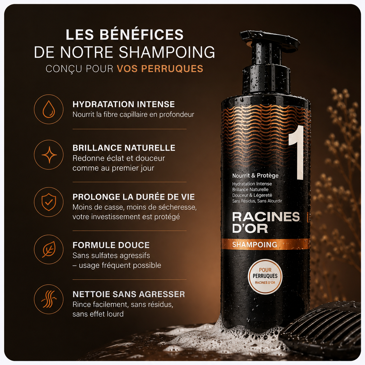 Pflegendes Shampoo – Remy-Haar-Perücken & Natürliches Haar – 500 ml