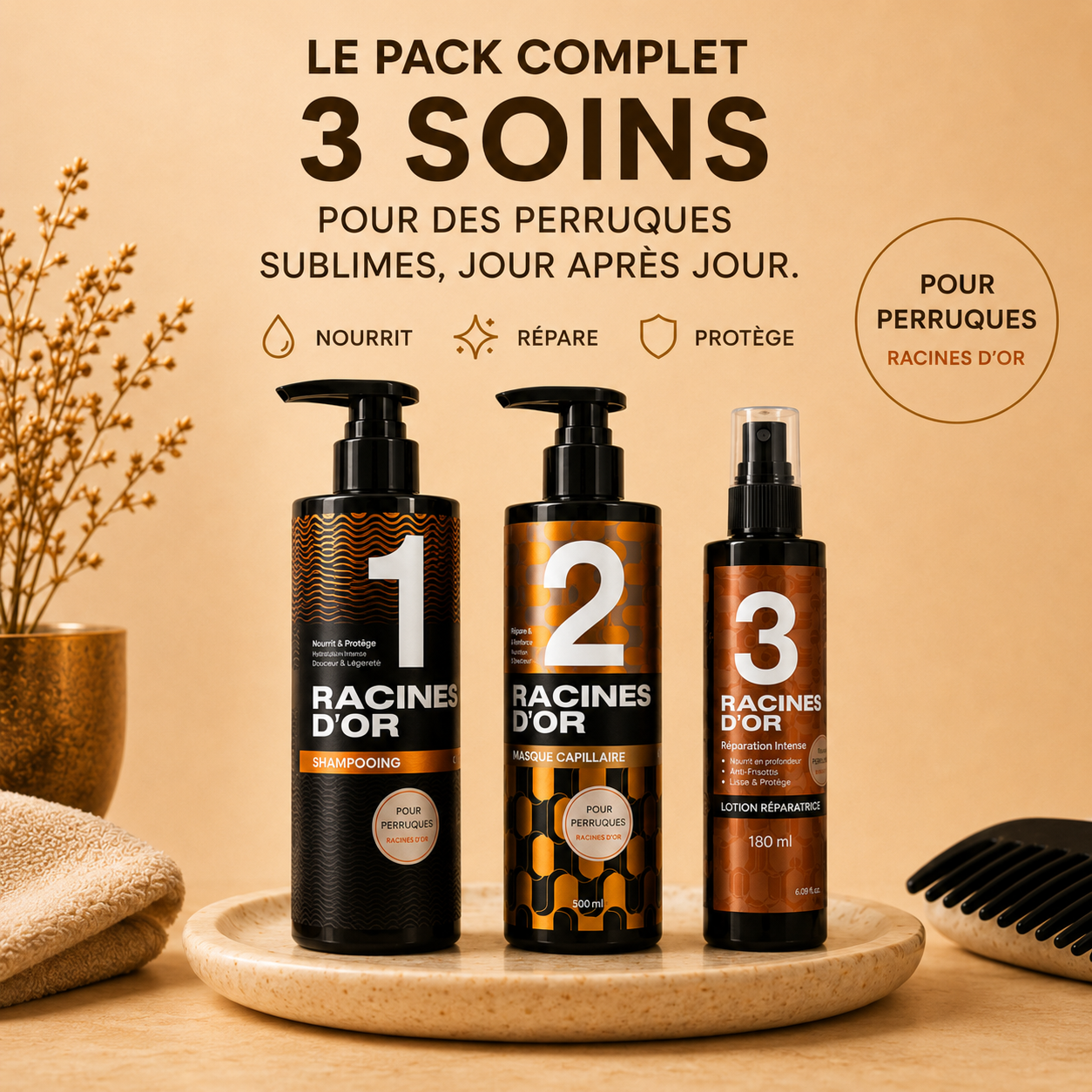 Coffret Soin Perruque 3 Étapes - Rituel Complet Cheveux Naturels & Synthétiques