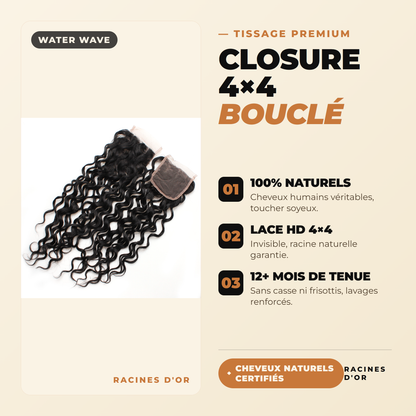 Closure 4x4 Water Wave – Cheveux 100% Naturels