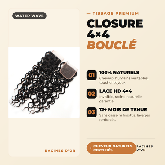 Closure 4x4 Water Wave – Cheveux 100% Naturels