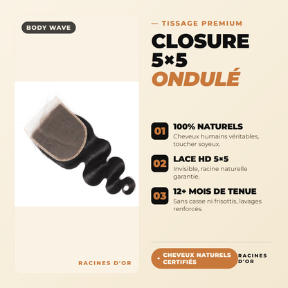Closure 5x5 Body Wave – Cheveux 100% Naturel