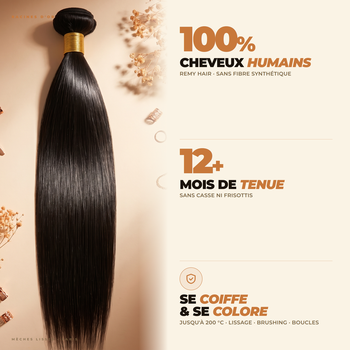 Tissage lisses - Cheveux 100 % naturelles